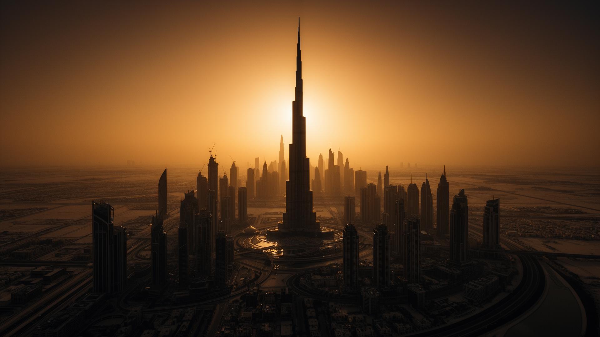 Dubai skyline at golden hour